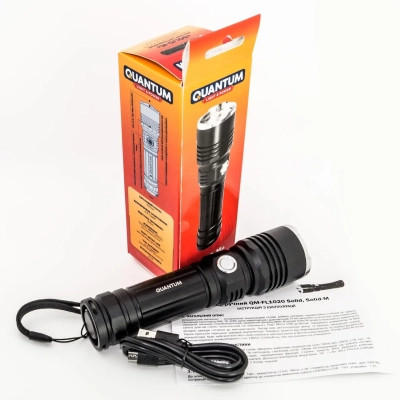 Ліхтар Quantum Solid-M 10W LED з USB + Li-ion18650/2600mAh box (QM-FL1020-18650/2600-CB) Вінниця - фото 2