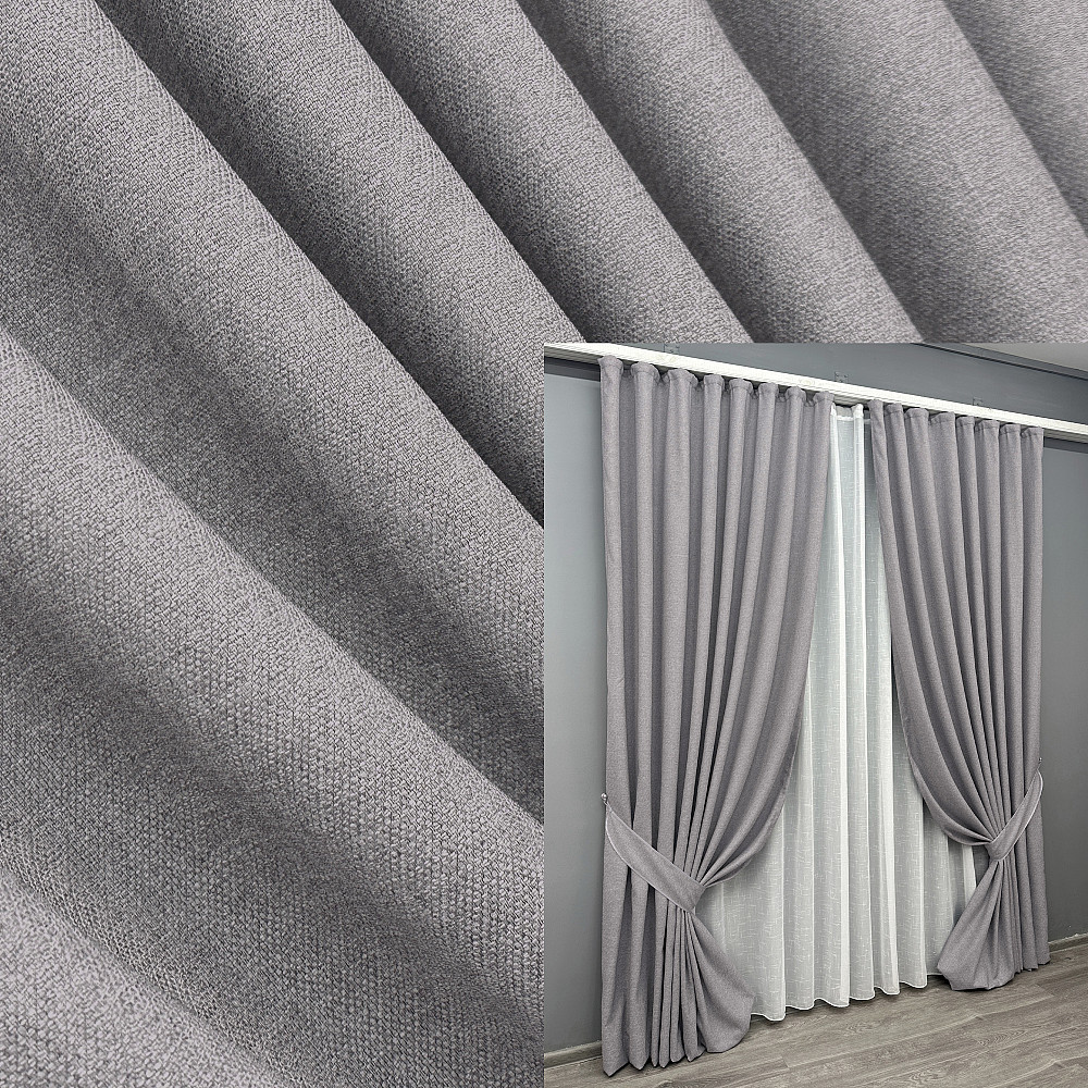 Комплект готових штор VR-Textil Льон ELEMENTA № 1866ш Світло-сірий 150х290см 2 шт (33-0869) Київ - фото 1