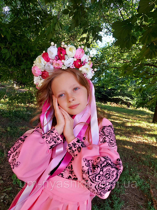 Рожева сукня-вишинка вишите плаття "Троянда-листочки" Кривий Ріг - фото 3