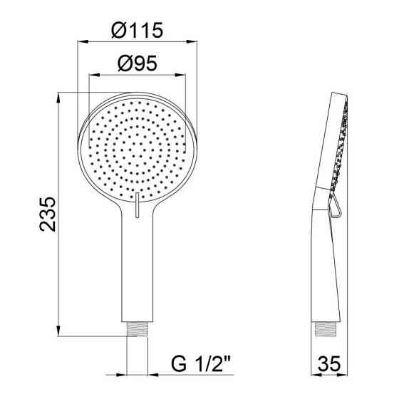 Лейка для ручного душа Qtap Rucni 115 мм круглая QTRUCA116O3PBB Black Matt Харьков