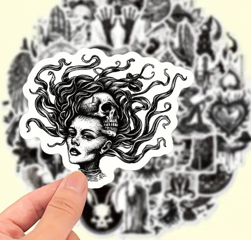 50 шт. черно-белых готических наклеек из винила для скрапбукинга, ежедневника, ноутбука, бутылки для воды. Киев - изображение 4