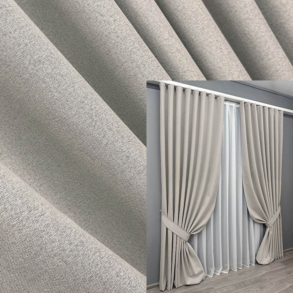 Комплект готових штор VR-Textil Блекаут двосторонній ASHEN NIGHT № 1842ш Попелястий 200х270 см 2 шт (32-205) Київ - фото 1