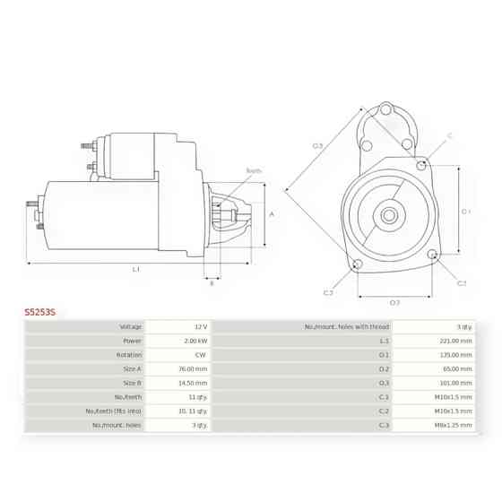Стартер автомобіль Рено Trafic 2.0D (2006-), Master 2.3D (2010-) (12В, 2кВт, 11 зуб) Мукачево