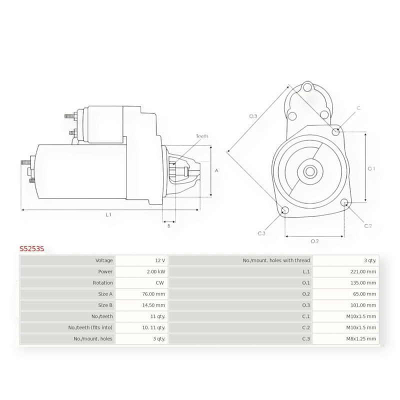 Стартер автомобіль Рено Trafic 2.0D (2006-), Master 2.3D (2010-) (12В, 2кВт, 11 зуб) Мукачево - фото 5