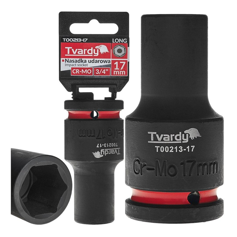 Головка ударна "Tvardy" з хром-молібденової сталі (Cr-Mo)  3/4"  6-гранна довга 17 мм Киев - изображение 2