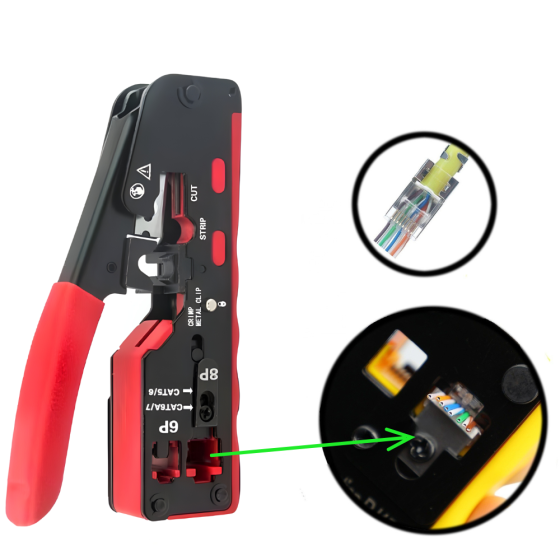 Кримпер інструмент для обтиску і мережевих кабелів зачищення контактів RJ45/RJ12 з функцією різання (6P/8P) CAT6/7 CAT5 / CAT6 Кам'янець-Подільський