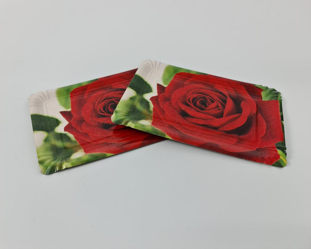 Тарілки святкові паперові 15 * 22 см "No12" Червона троянда 10 шт (1 пачка) Харків - фото 4