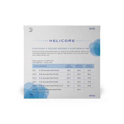 Струни для контрабаса D'Addario Helicore Orchestral Bass String Set 3/4 Scale Medium Tension (H610 3/4M) Вінниця - фото 3