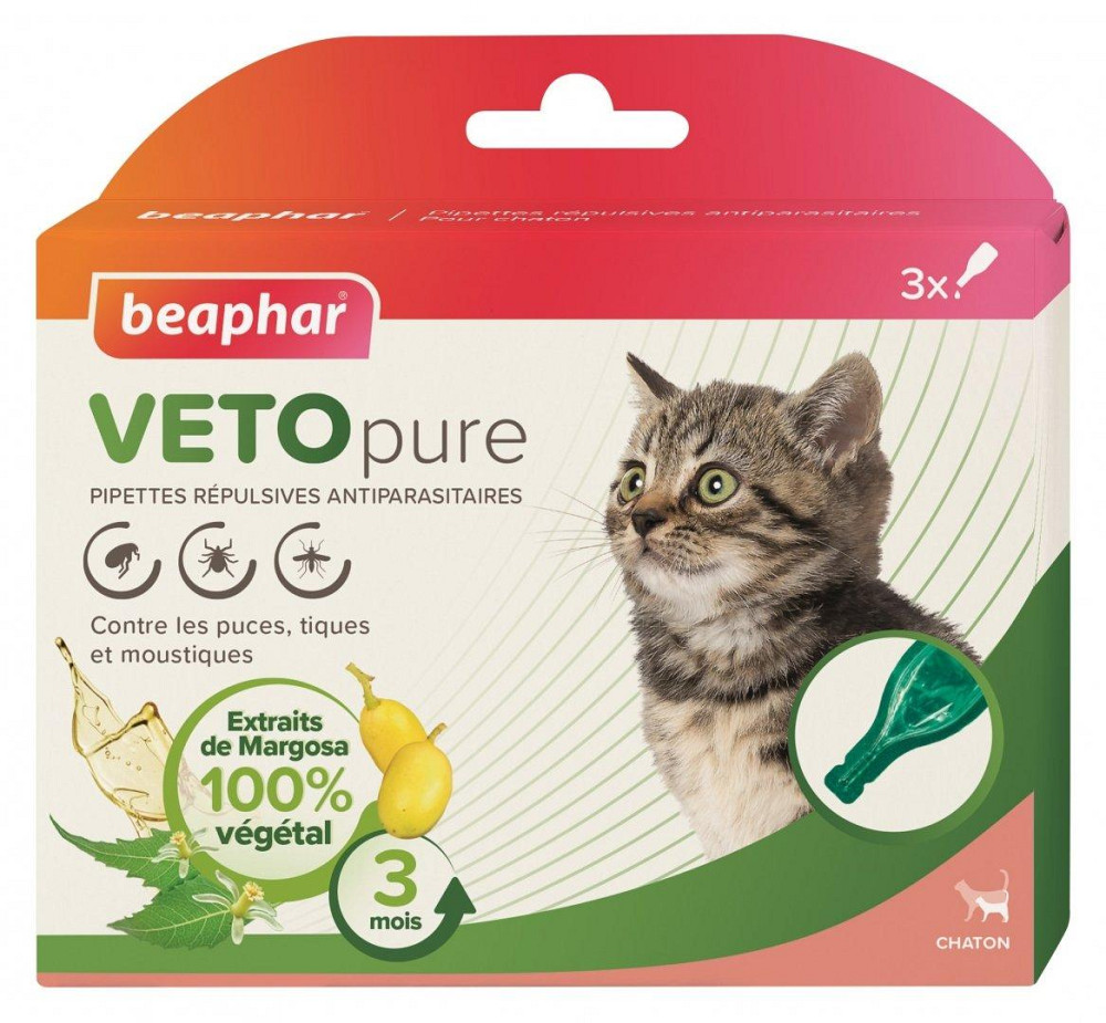 VETO pure (BIO Spot on) натуральные противопаразитарные капли для котят c 12 недель упаковка 3 пипетки Beaphar Винница - изображение 1