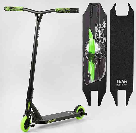 Самокат трюковий Best Scooter SCS-система пеги алюмінієвий диск та дека Чорно-зелений (MT-60611) Чернігів