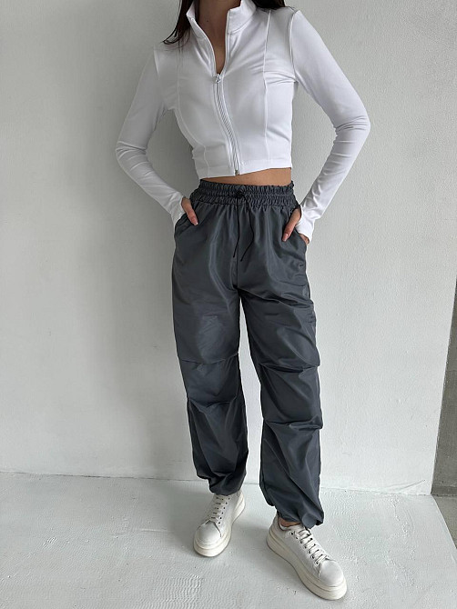 Женский прогулочный костюм двойка: кофта и штаны микродайвинг + плащевка Белый, 46/48 Одесса - изображение 1