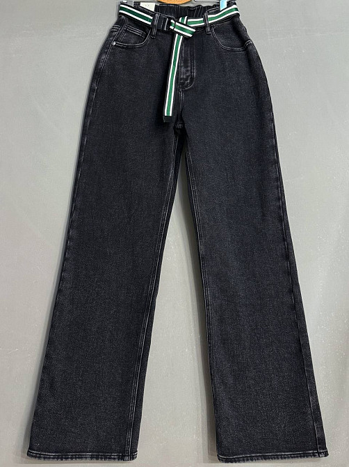 Джинсы женские Derun 8209-8210 утепленные палаццо на флисе с ремнем черные, черный, З6, 36, 102 см, 125 см Киев - изображение 9