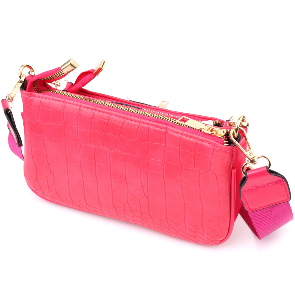 Жіночий зручний подвійний клатч із екошкіри Vintage sale_15136 Рожевий Київ - фото 2