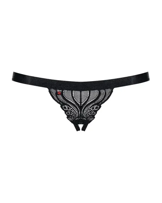 Мереживні танги з доступом Obsessive 828-THC-1 crotchless thong S/M, чорні Львов - изображение 5