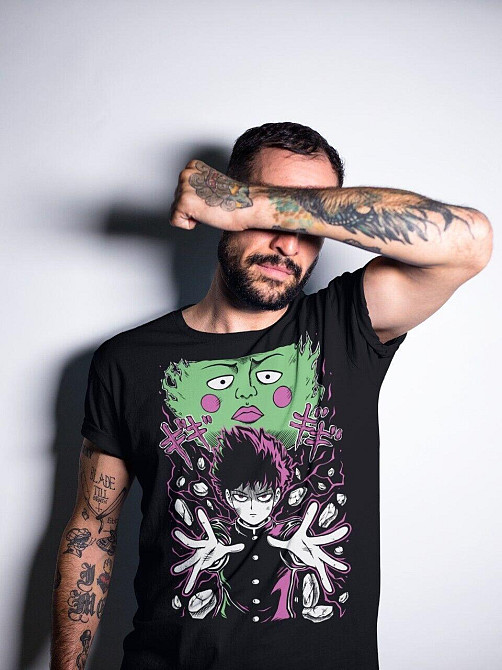 Футболка мужская аниме Аниме Манга Моб Псйкхо оверсайз (S/M/L) Черний AnimeJ0450 Днепр - изображение 9