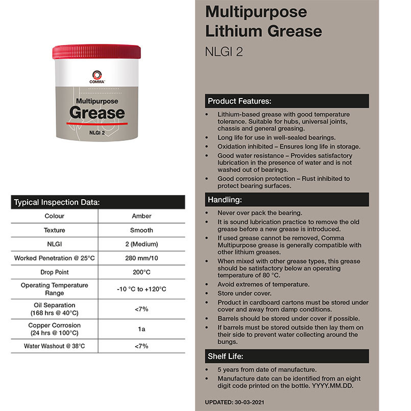 Змазка Comma Multipurpose Grease 2 пластична літієва чорна 500г Львів - фото 2