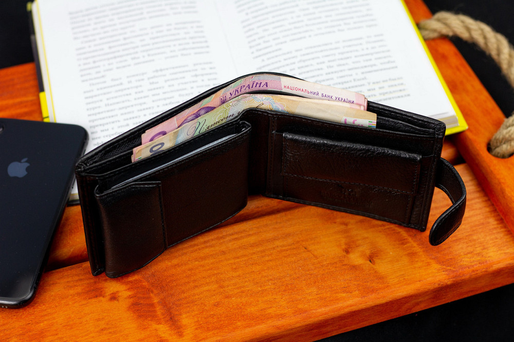 Черное мужское портмоне из натуральной кожи с визитницей Marco Coverna MC-2057-1 Киев - изображение 10