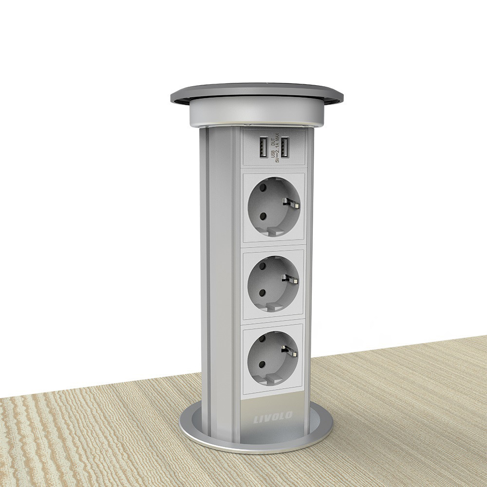 Розумна Wi-Fi висувна потрійна розетка з подвійною USB та бездротовою зарядкою Livolo (VL-SHS010) Коломыя - изображение 1