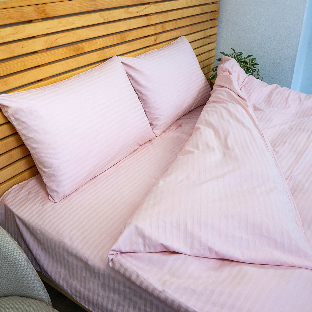 Наволочка страйп сатин на подушку 60х60 см 125 г/м2 YouStar 1 шт. (Рожевий) Суми - фото 1
