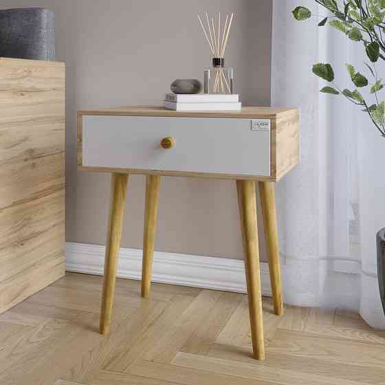 Тумба прикроватная LION Хьюге-4 Дуб Аппалачи/Нимфея Альба (белый) (LION-041019) Львов