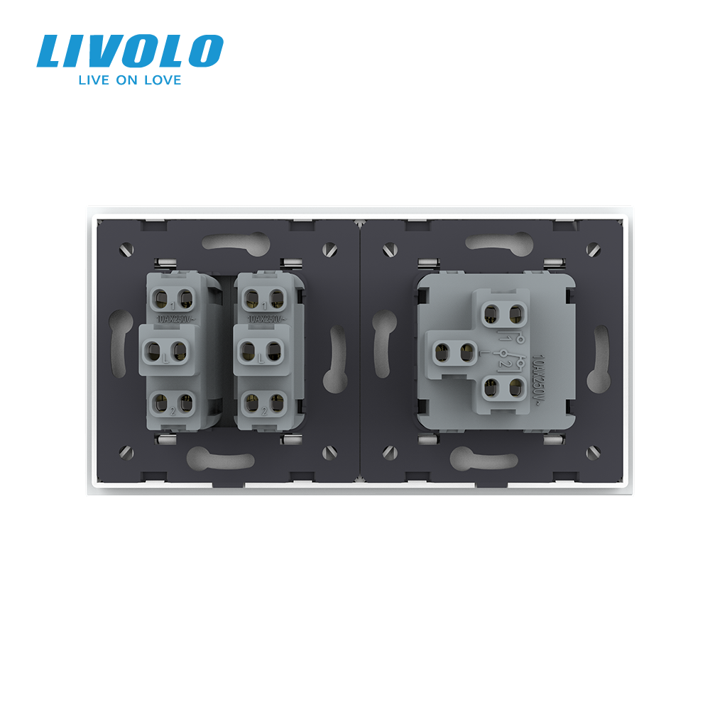 LIVOLO Трьохклавішний вимикач (1-2) Livolo білий скло (VL-C7K1K2-11) Коломия - фото 8