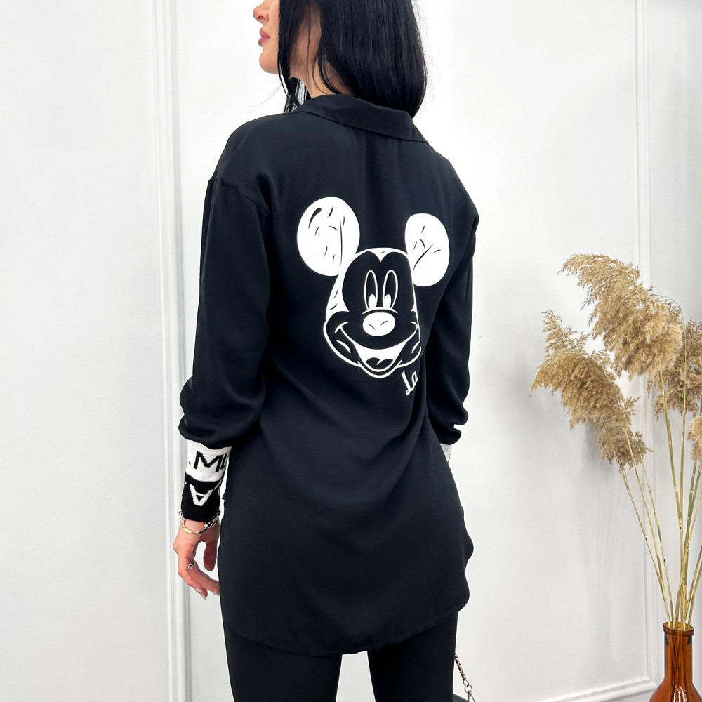 Подовжена жіноча блуза "Michelle" оптом | Норма і батал | Розпродаж моделі Чорний, 42-44 Київ - фото 3