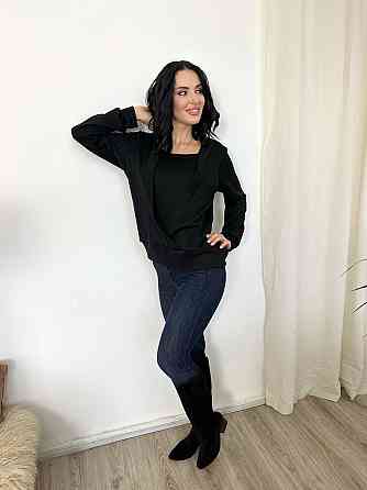 Демісезонна жіноча кофтинка "Alisia" оптом | Норма і батал | Розпродаж моделі Чорний, 46-48 Київ