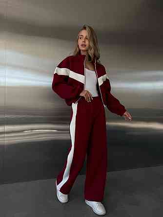 Жіночий стильний повсякденний костюм з акцентними вставками тринитка пеньє 44/46 Одеса