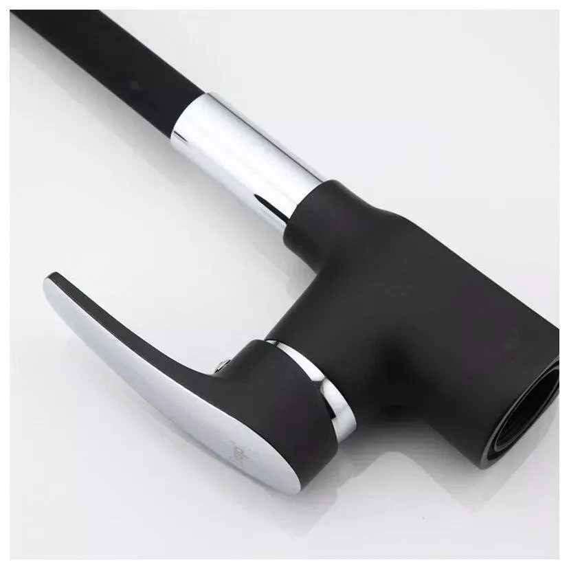 Змішувач для кухні Frap F4453-04 з гнучким виливом, чорний/хром Київ - фото 4