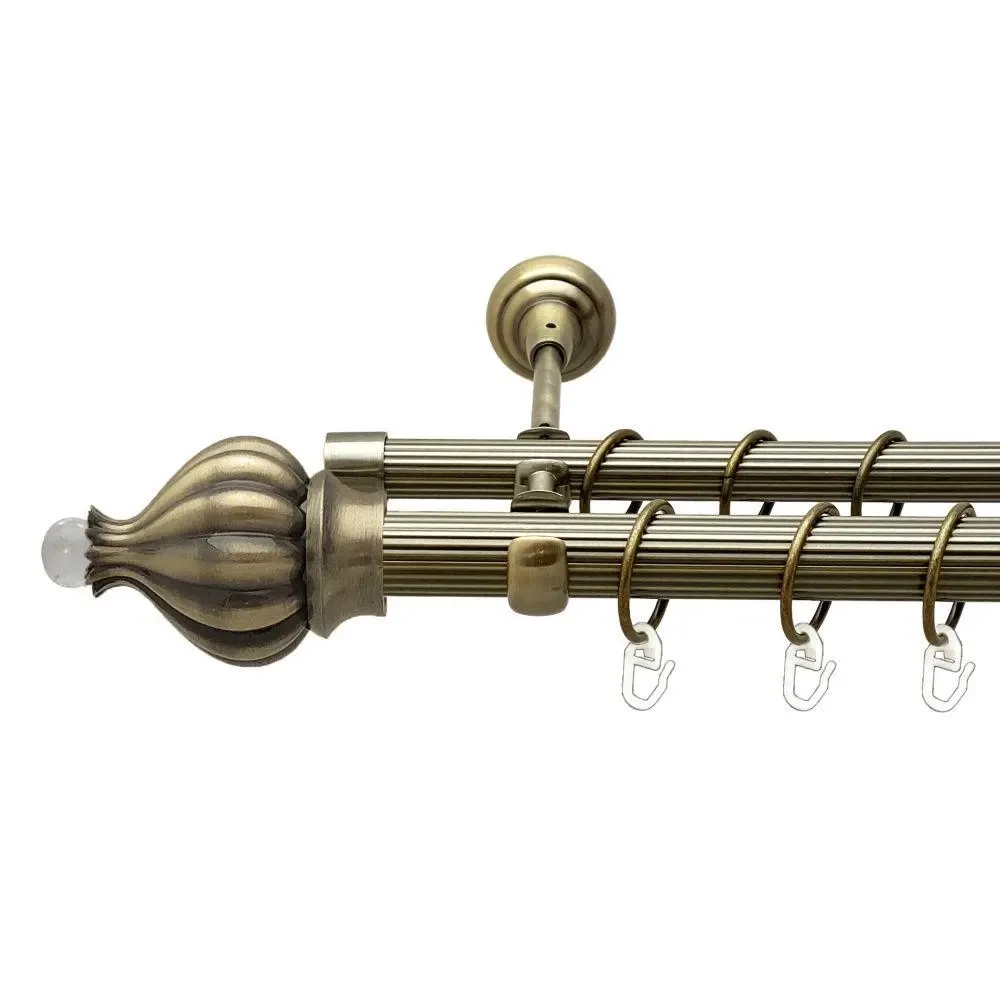 Карниз Orvit Таджа-Кристал металевий дворядний відкритий рифлена труба кільце металеве Антик 25\19 мм 240 см Львов - изображение 1