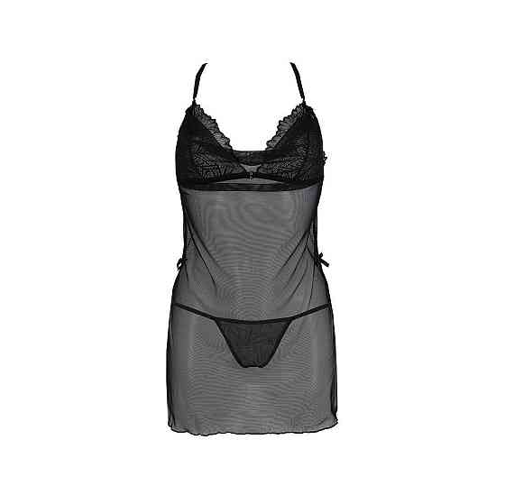 Сорочка Passion DELIENA CHEMISE L/XL black, стрінги із заниженою талією Sex Aura Київ
