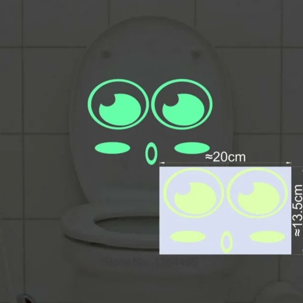 Светящаяся наклейка на унитаз лицо 200 на 135 мм салатовый Киев - изображение 2