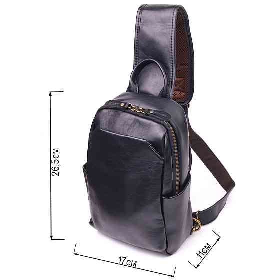 Надзвичайна сумка чоловіча через плече із натуральної гладкої шкіри 21286 Vintage Чорна Київ