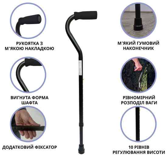 Тростина алюмінієва телескопічна Doctor Life 10100/C/E/BL чорний Дніпро