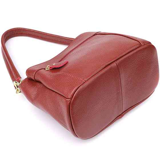 Женская кожаная сумка с тремя секциями Vintage 22981 Красный Киев