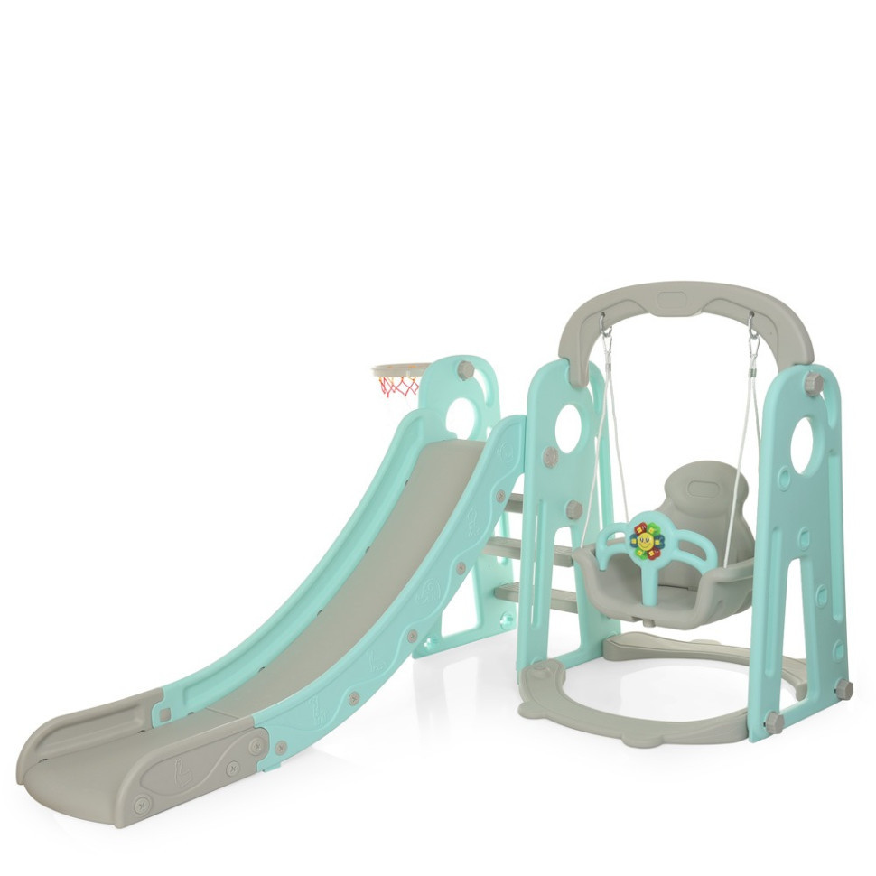 Дитяча гірка-гойдалка YG2020-1-4 пластик, з баскетбольним кільцем Вінниця - фото 1