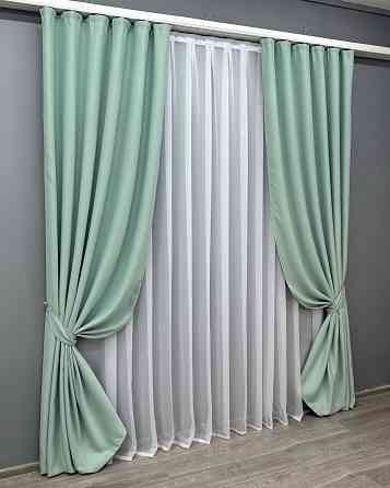 Комплект готових штор VR-Textil Bruno № 958ш Фісташковий 100х275 см 2 шт (31-349) Київ