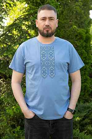 Вышиванка  мужская с коротким рукавом х/б  топ 48/50 Киев