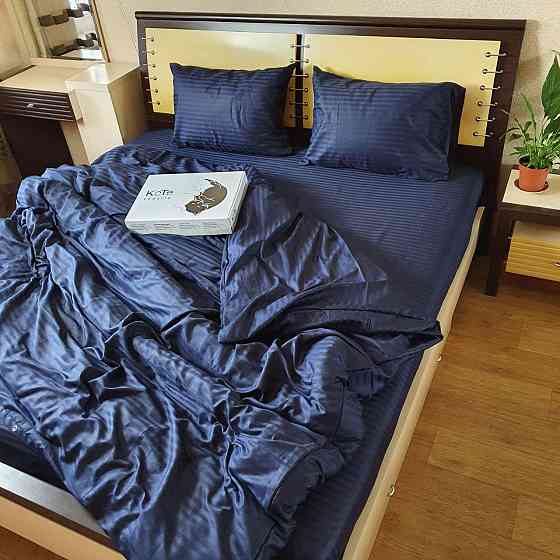 Постельное белье из страйп-сатина евро МАКСИ Richman 220-240 см 70-70 2шт темно-синий Днепр