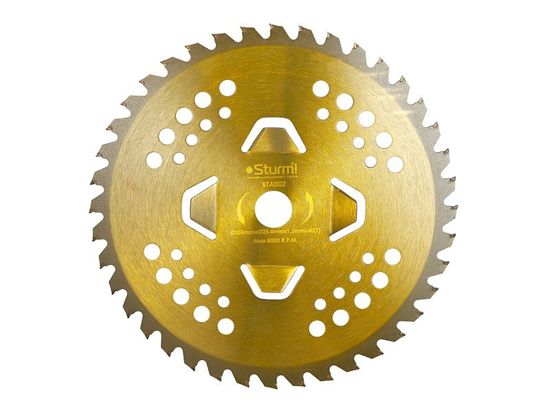 Диск к триммеру 4 лепестка, 255мм 40 зубьев (золотой цвет) Sturm BTA002 (читать описание) Ровно - изображение 1