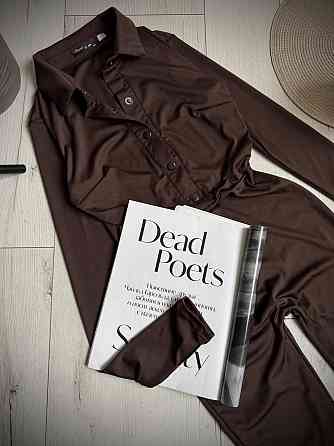 Женский стильный повседневный эластичный комбинезон из качественного плотного микродайвинга Шоколад, 42/44 Одесса