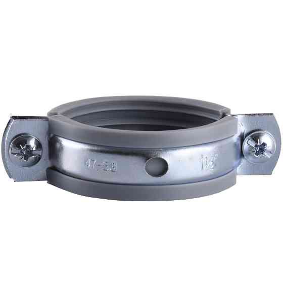 Хомут в зборi CR  1 1/2″ (47-53мм) з гвинтом-шурупом 8*100 та дюбелем в уп., сірий Тернопіль