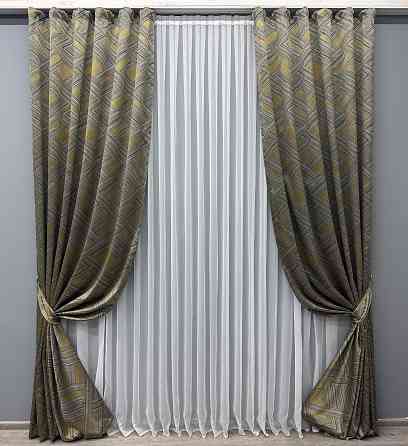 Комплект готовых штор VR-Textil Жаккард Mystery № 1622ш Капучино с золотистым 150х290 см 2 шт (33-0542) Киев