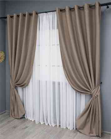 Комплект штор на люверсах VR-Textil Midnight № 1674ш 150х270 см 2 шт Капучино (37-0210) Київ