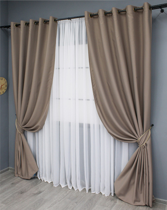 Комплект штор на люверсах VR-Textil Midnight № 1674ш 150х270 см 2 шт Капучино (37-0210) Київ - фото 3