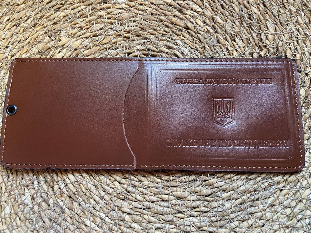 Шкіряна обкладинка служба судової охорони України з додатковою кишенею Київ - фото 2