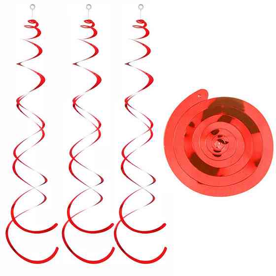 Дощик гірлянда під стелю 6 стрічок 70 см червоний Київ