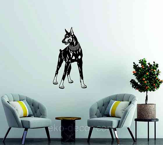 Декоративне настінне Панно «Доберман», Декор на стіну 110*59 см, Чорний Київ