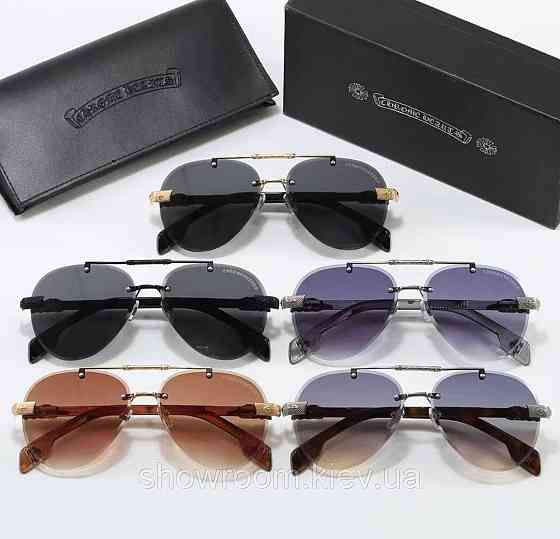 Солнцезащитные стильные очки безоправные Chrome Hearts (7847) серые Киев