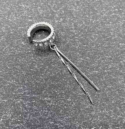 Кафф серьга без прокола с подвесками серебристая клипса на ухо с цепочками украшение Киев